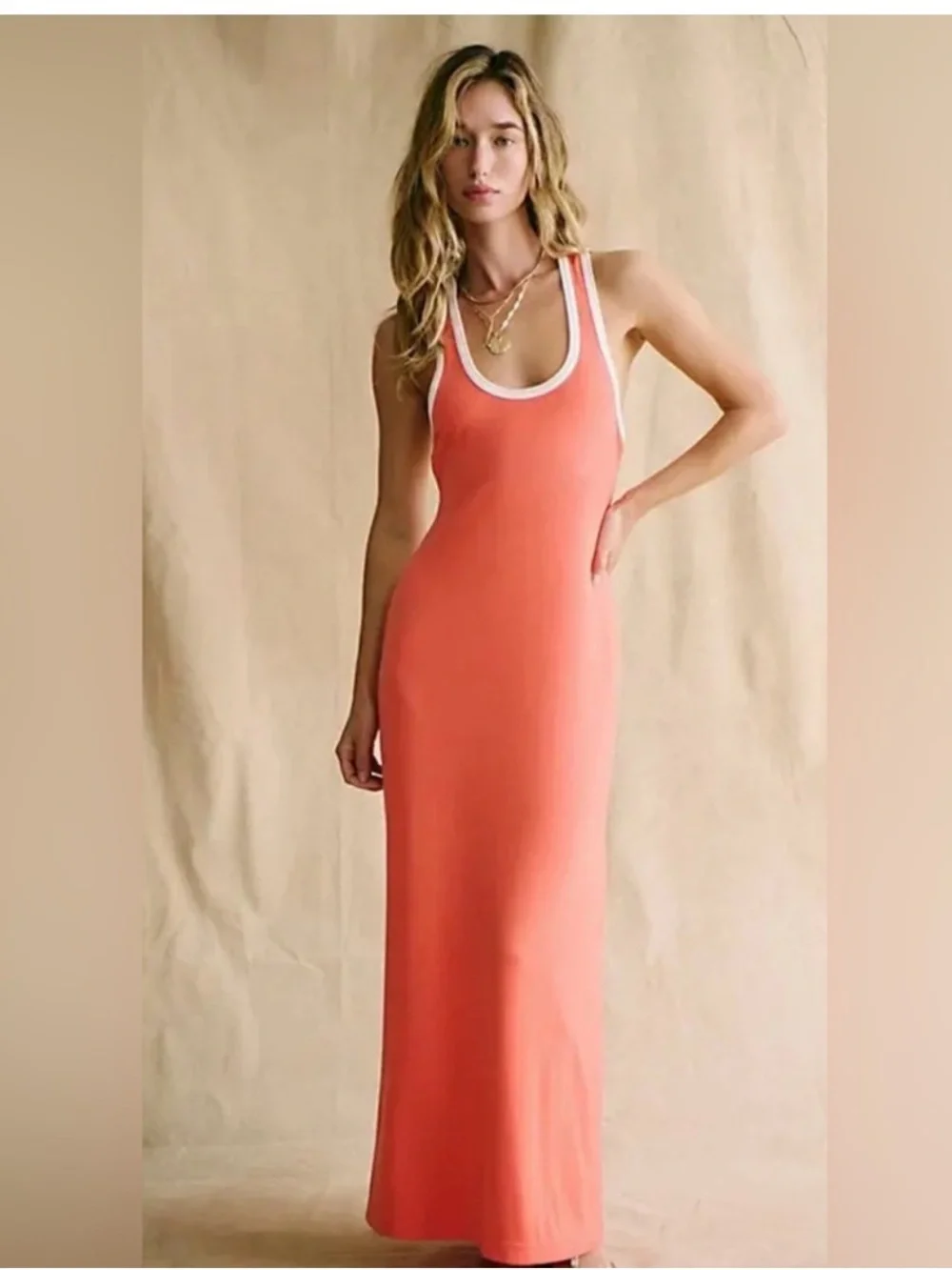 NWT Free People Free Est Good Feels Open Back Dress Thriving Coral size L